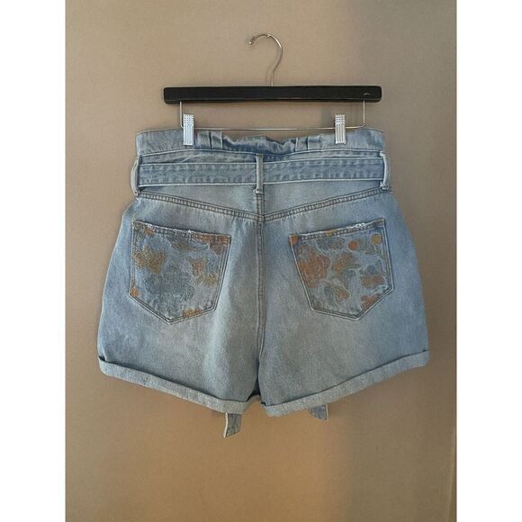 DRIFTWOOD Free People embroidered paper bag waist denim tie shorts NWT sz 32 - Picture 10 of 10